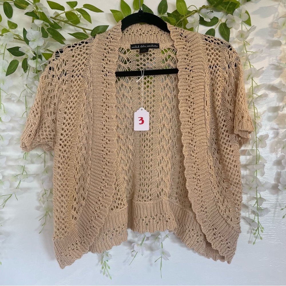 United States Sweaters Open-Knit Cardigan in Beige